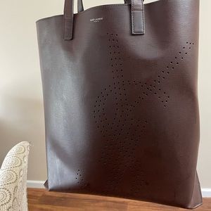YSL perforated recyclable leather tote